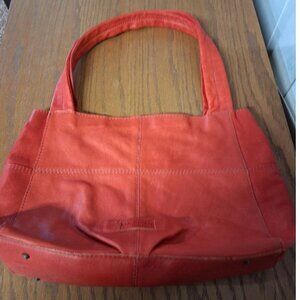 American Leather Co. Red Leather Tote Bag With Stitched Detailing & Zipper Pocke
